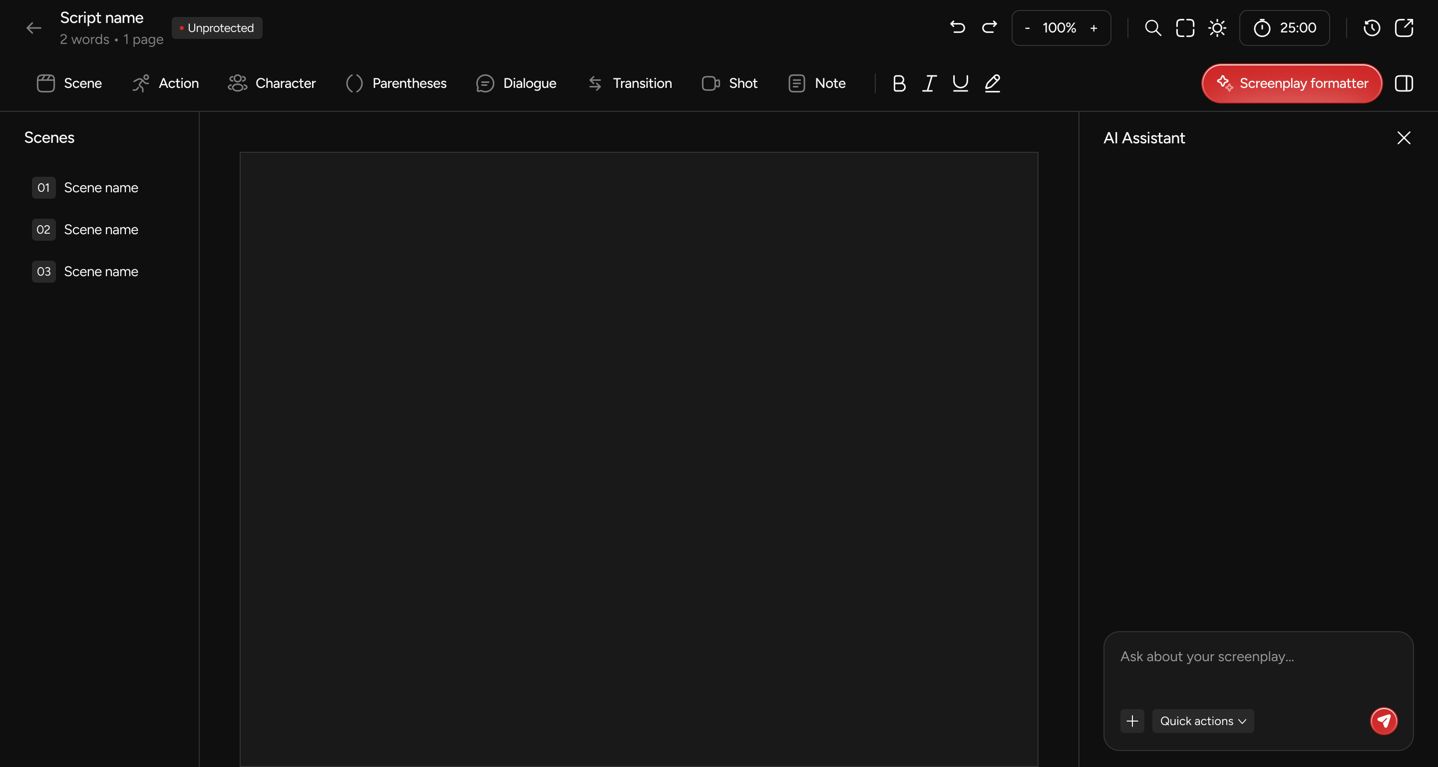 MyLogline storyboard view
