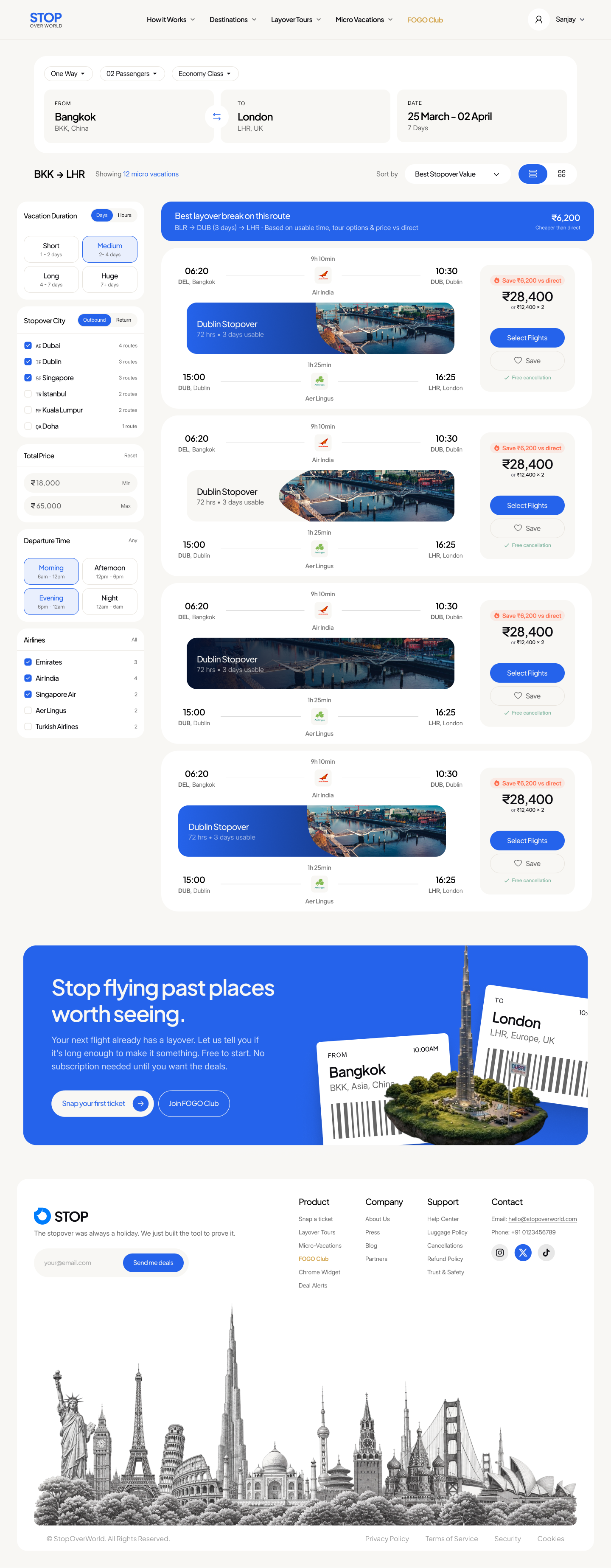 Stopover World Platform Interface